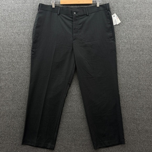 Van Heusen Pants Mens 40x29 Black Classic Non Iron Flat Front Stretch Trousers - Picture 1 of 12